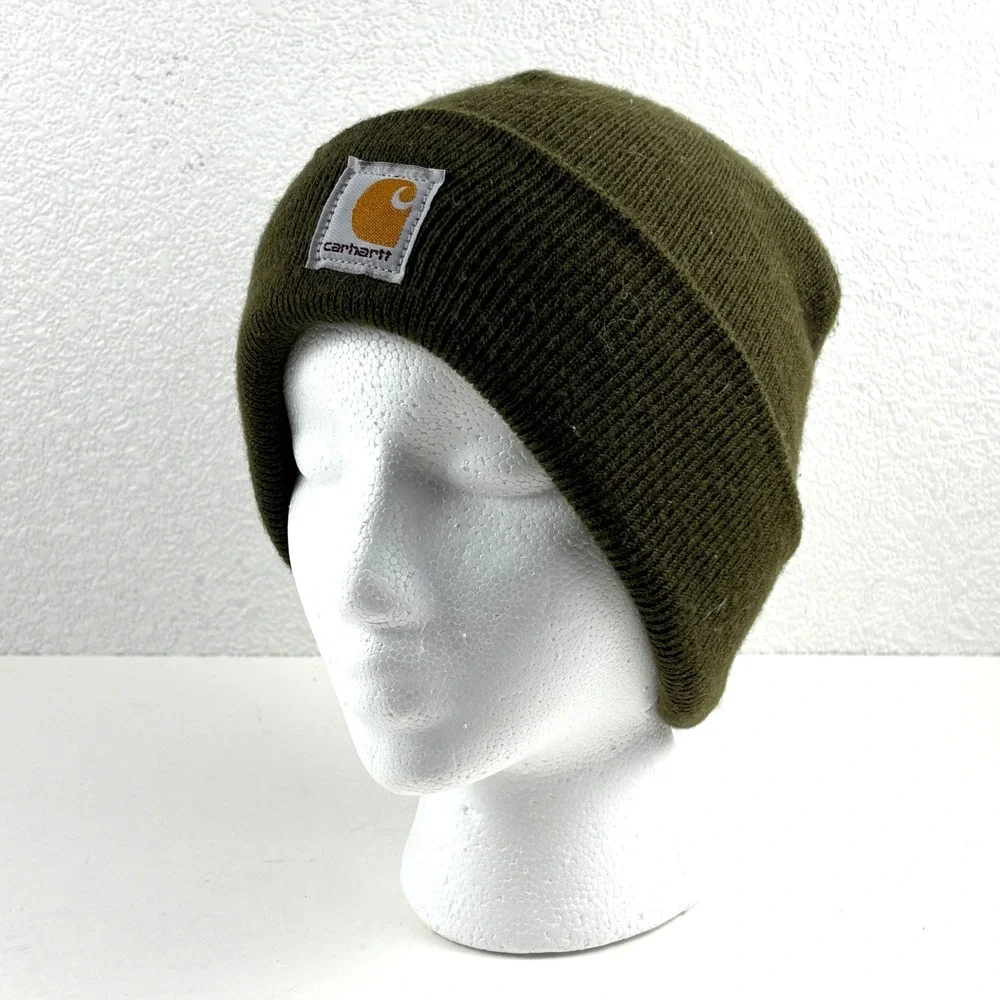 Carhartt Beanie Hat Kids Youth One Size Green Acrylic Watch Cap Cabin Winter
